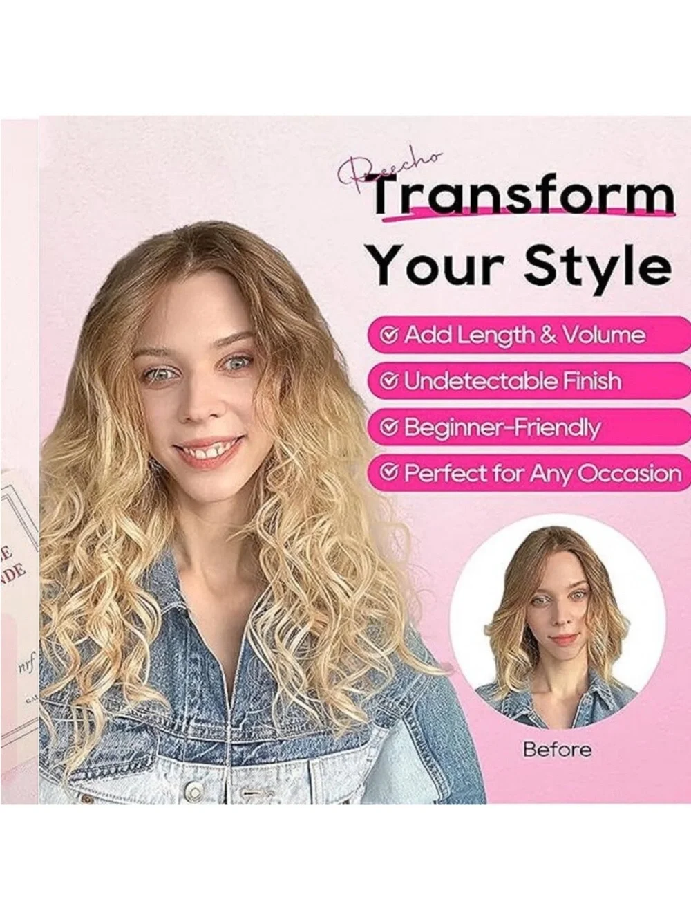 Curly Hair Extensions, 4PCS 16 inch Clip in Hair Extensions Lace Weft Short Curl